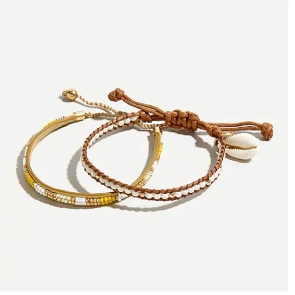 NWT J.Crew Beachy Braided Bracelet Set - Picture 1 of 5